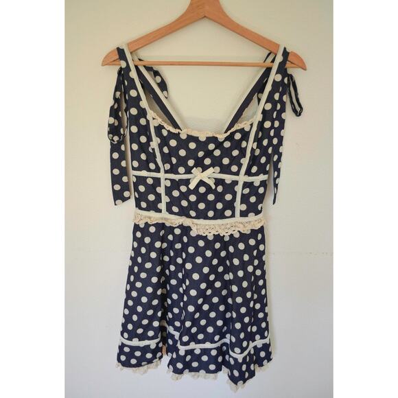 For Love and Lemons Dolly Denim Dot Mini Dress Size Medium - Picture 6 of 9